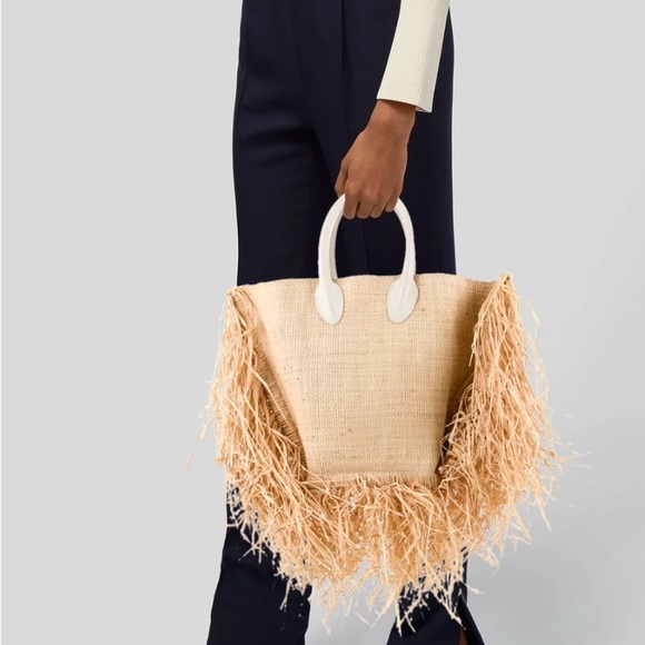 Jacquemus Cream Fringe Tote Bag with leather accents - Picture 5 of 5